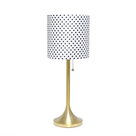 Simple Designs Gold Tapered Table Lamp with Polka Dot Fabric Drum Shade LT1076-GDD